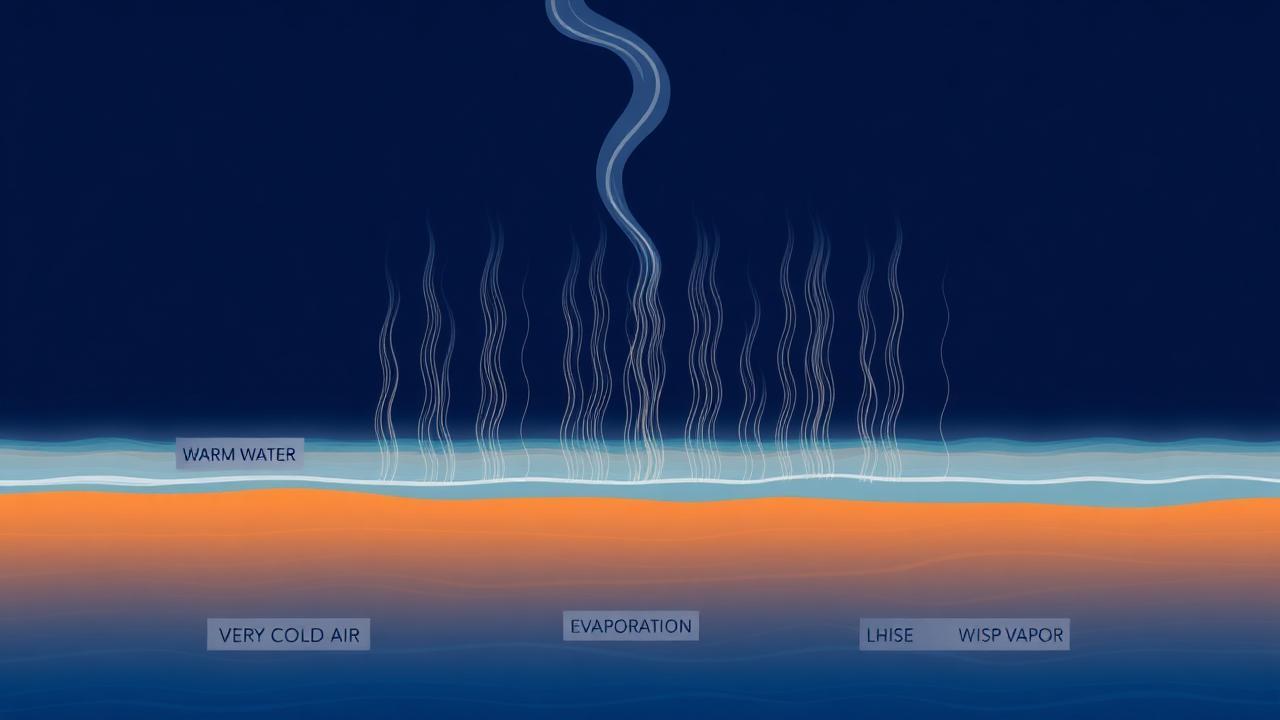 Steam fog formation diagram