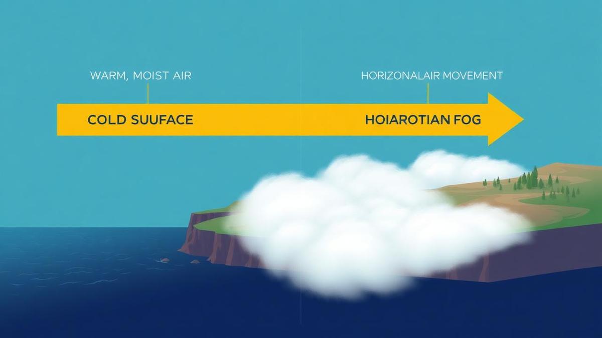 Advection fog formation diagram