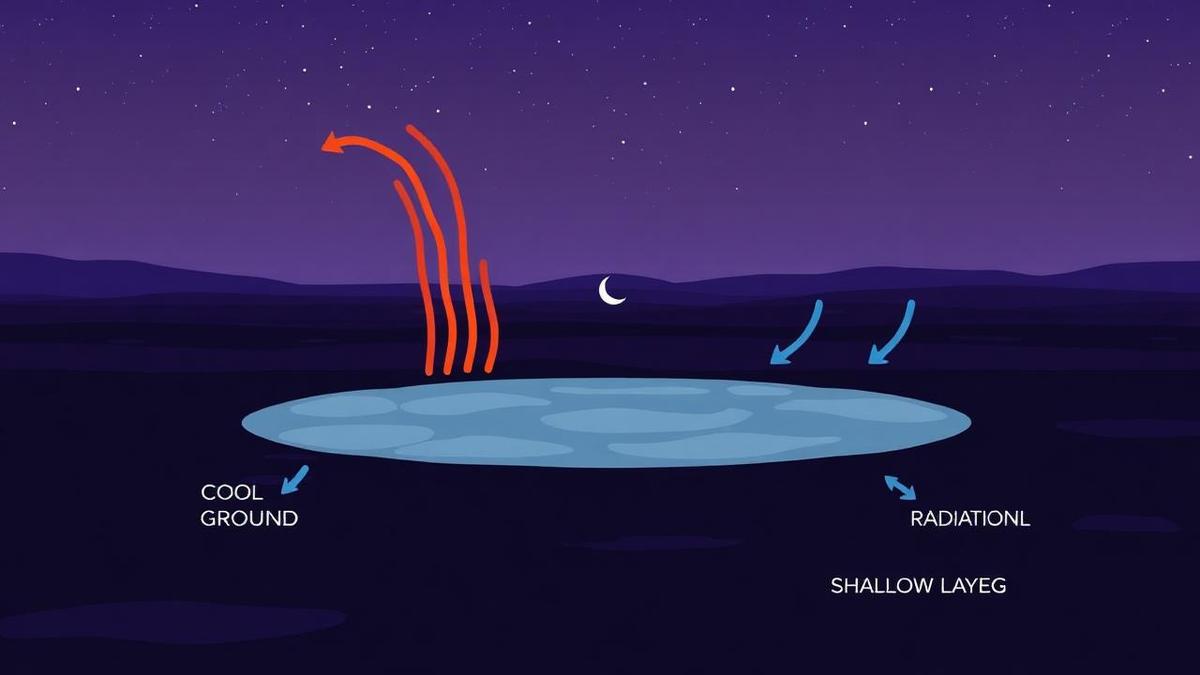 Radiation fog formation diagram